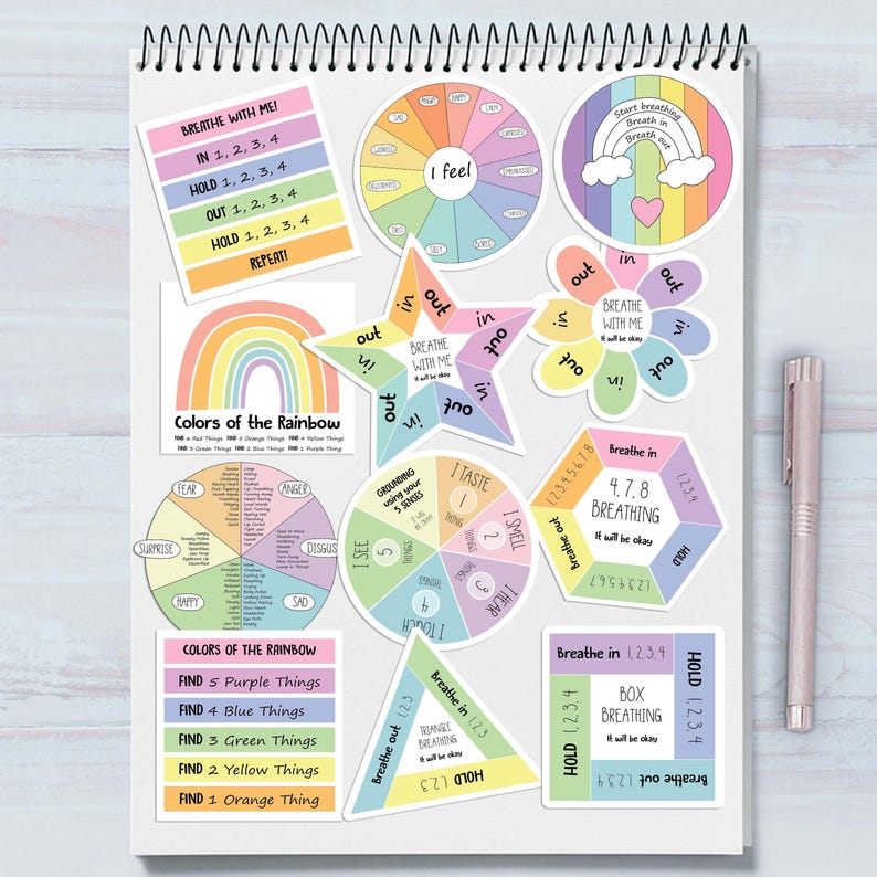Anxiety Management Tool Visual Breathing Guide ADHD Support Sticker Child Therapy Aid Mindfulness Practice Decal Emotional Regulation Helper Focus Improvement Tool Classroom Resource Visual Learning Aid Calming Strategy Sticker School