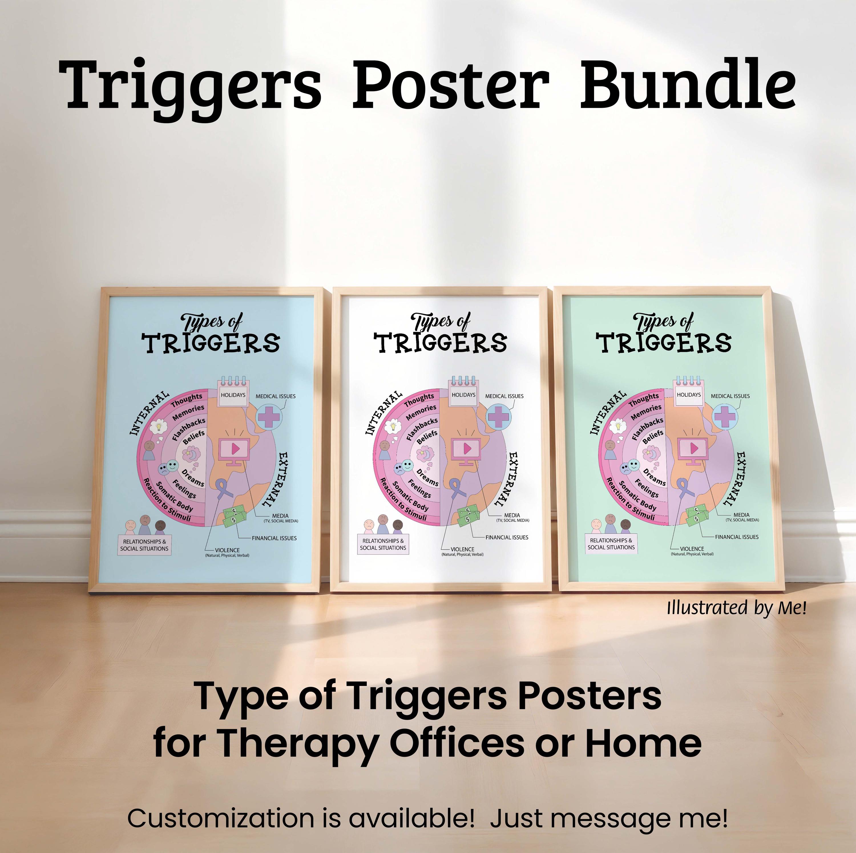 CPTSD Teen Trigger Poster Bundle for School Therapist Office Wall Decor ...