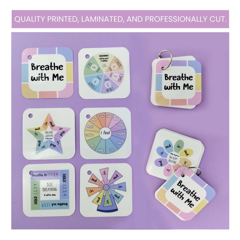 Visual Communication Cards Mindfulness Therapy Tools Child Anxiety Flashcards Emotional Regulation Kit Classroom Resources Teaching Aids Calming Strategy Materials Breathing Exercise Guides Kids Mental Health Support Tools Educational