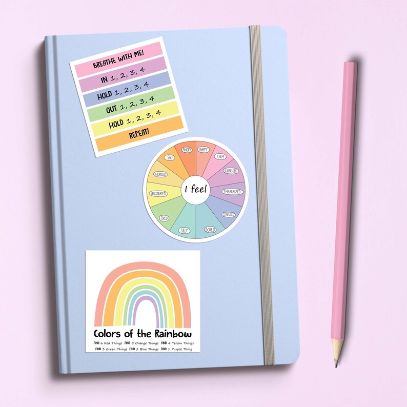 Visual Learning Aid ADHD Breathing Sticker Focus Helper Tool Anxiety Management Resource Child Therapy Support Mindfulness Practice Decal Emotional Regulation Guide Classroom Visual Reminder Calming Strategy Material Student Helper Tool