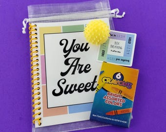 ADHD Sensory Kit for Kid Birthday Party Fidget Bag Preschool Gift Bag Emotion Coloring Book Breathing Sticker Kindergarten Affirmation Tool