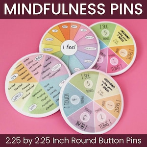 Ptsd Button Pin Breathe Reminder Anxiety Coping Tool Adhd Grounding Technique Therapy Item Mental Health Gift Mindfulness Practice Accessory