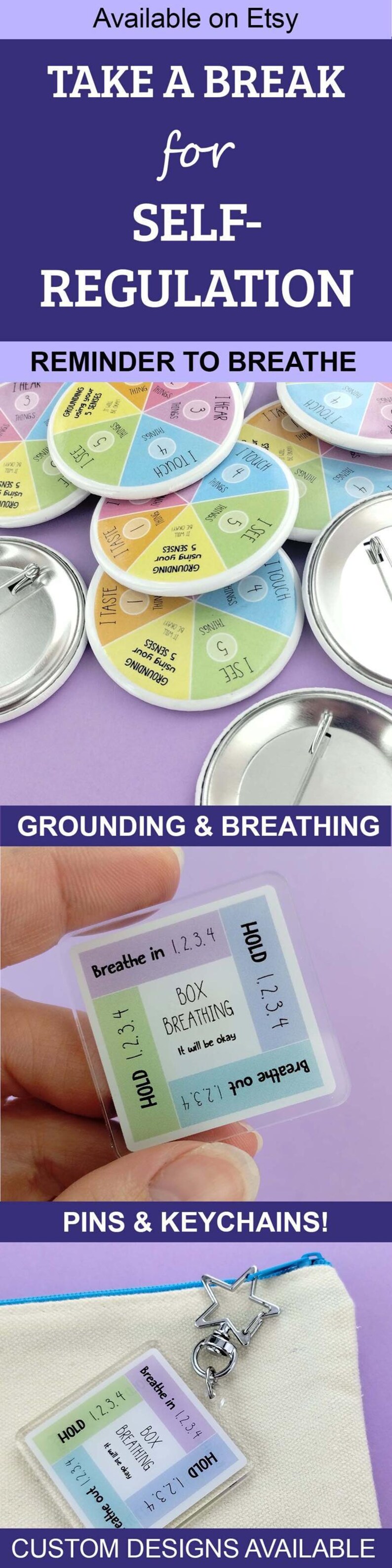 Box Breathing Keychain Bulk Anxiety Relief Stress Management Tool Portable Mindfulness Practice Meditation Technique Calming Breath Reminder image 11