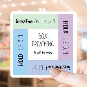 Box Breathing Sticker Therapy Office Anxiety Management Stress Relief Tool Vinyl Breathing Guide Mental Health Counselor Desk Accessory
