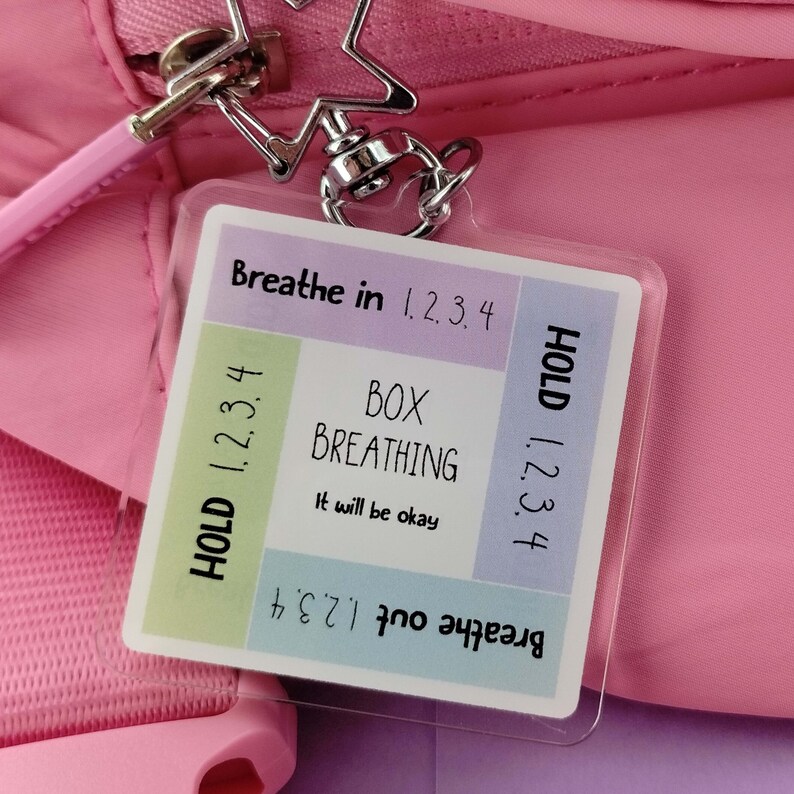 Box Breathing Keychain Bulk Anxiety Relief Stress Management Tool Portable Mindfulness Practice Meditation Technique Calming Breath Reminder image 6