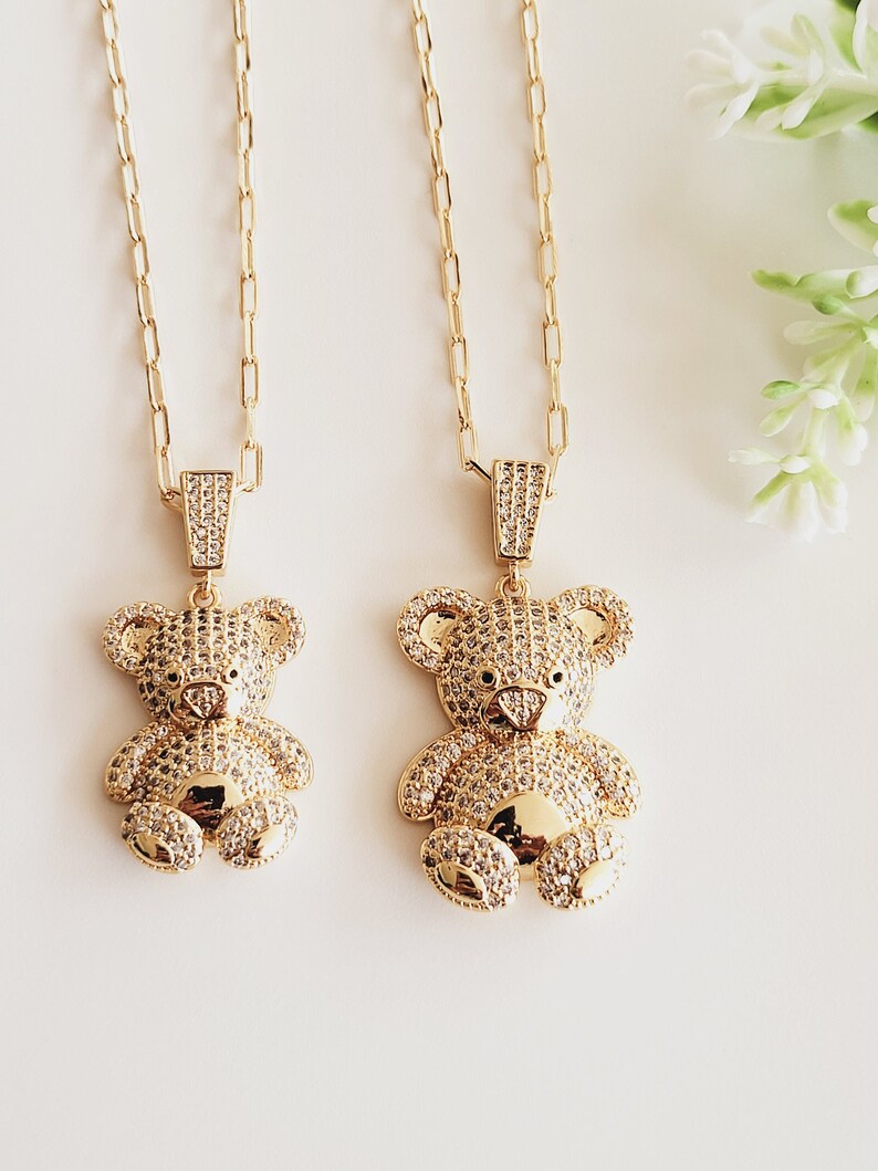 Teddy Bear Necklace 18K Gold Filled Necklace Dainty Teddy Etsy