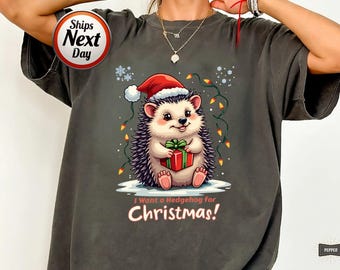 T-shirt van de kerstman van de egel | Kerstvakantie