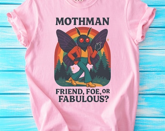 Funny Mothman T-Shirt: Retro Disco Cryptidcore Tee