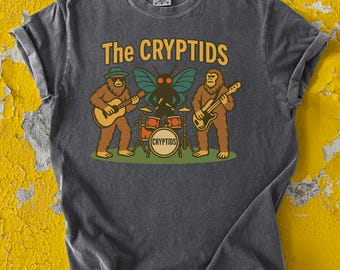 Cryptids Band T-Shirt: Mothman, Bigfoot, Music Lover Gift