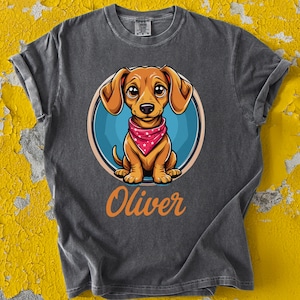 Custom Dachshund Shirt Cartoon Dog With Bandana - Shirt Dachshund, Dachshund Love Shirt, Dachshund T Shirt, Dachshund Mom Shirt