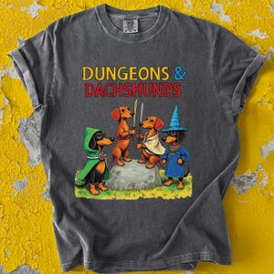 Dungeons And Dachshunds Shirt: RPG Weenie Dog Tee image 1