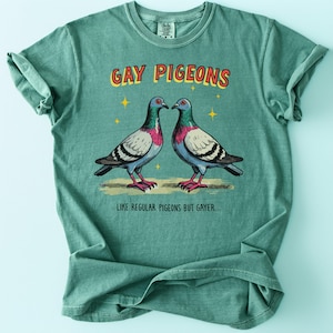 Koszulka Gay Pigeons: Zabawna koszulka dla miłośników gołębi LGBTQ+ Pride zdjęcie 5