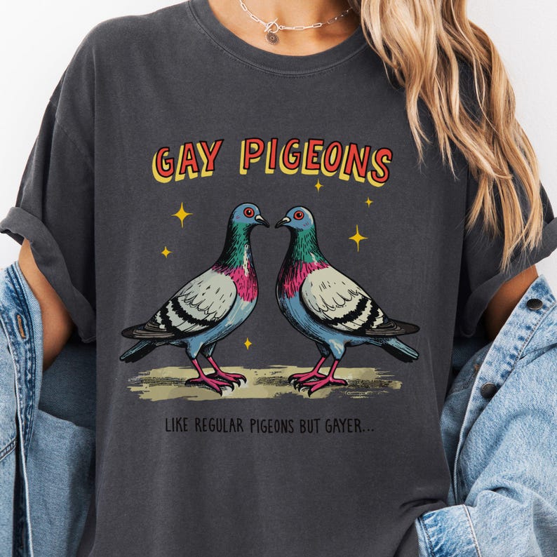 Koszulka Gay Pigeons: Zabawna koszulka dla miłośników gołębi LGBTQ+ Pride zdjęcie 4