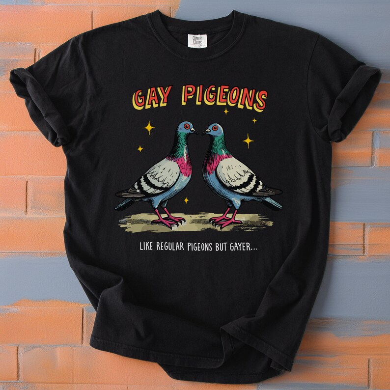 Koszulka Gay Pigeons: Zabawna koszulka dla miłośników gołębi LGBTQ+ Pride zdjęcie 2