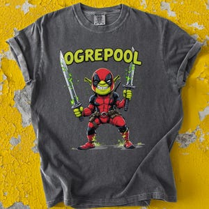 Ogrepool Shirt - Funny Superhero Parody Tee - Swamp Antihero Meme T Shirt - Comic Style Shrek Mashup - Nerdy Gift Idea