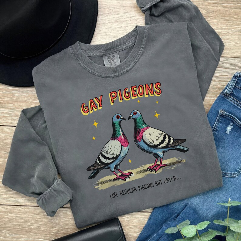 Koszulka Gay Pigeons: Zabawna koszulka dla miłośników gołębi LGBTQ+ Pride zdjęcie 6