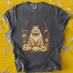 Capybara Shirt Golden Bloom - Cute Capybara T Shirt, Capybara Gift, Capybara Tee for Women, Capybara Merch, Capybara Lover Clothing