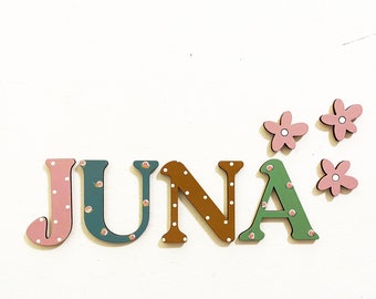 Prénom en bois, décoration murale pour chambre d'enfant, lettres en bois peintes