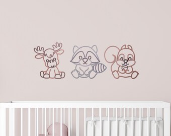 Waldlanschaft Trio | Holz Kinderzimmer Wand Dekor Set | Waldtiere | Scandi Baby Spilzimmer | Wanddekoration | Tiere | Wand Dekor Set