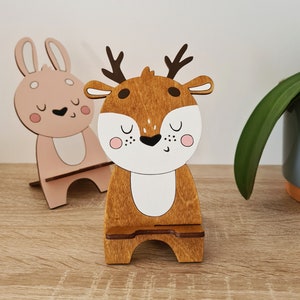 elefon- und Tablet-Halter für Schreibtisch, Schreibtischzubehör, Telefonständer, Kindergeschenke, Telefonständer aus Holz, Holz Ständer