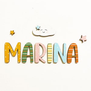 Signo de nombre de madera, Letras de madera, Signo de nombre, Letras de guardería, Letras de nombre personalizadas, Habitación de bebé, Nombre de letras de madera, Nombre para puerta