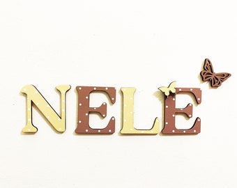 Holzbuchstaben personalisiert, Name fürs Kinderzimmer, Namensschild aus Holz, Türschild mit Namen