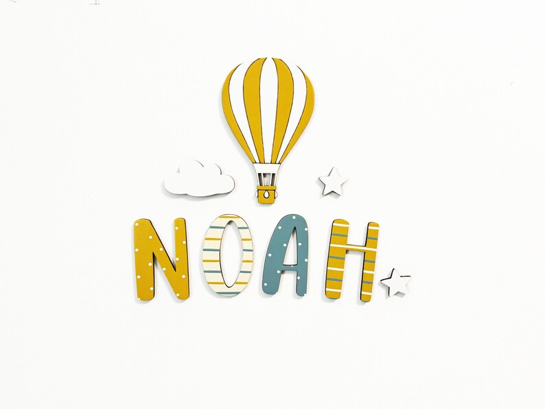 Noah Azael Lettering Personalized Wooden Name Letters: Nursery Wall Decor - Etsy