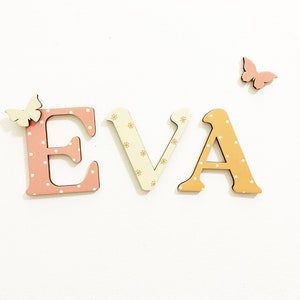 Signo de nombre de madera, Letras de madera, Signo de nombre, Letras de guardería, Letras de nombre personalizado, Habitación para bebés, Nombre de letras de madera, Nombre para puerta