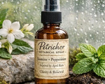 Petrichor Botanical Room Spray – Jasmine Peppermint Mist for Renewal