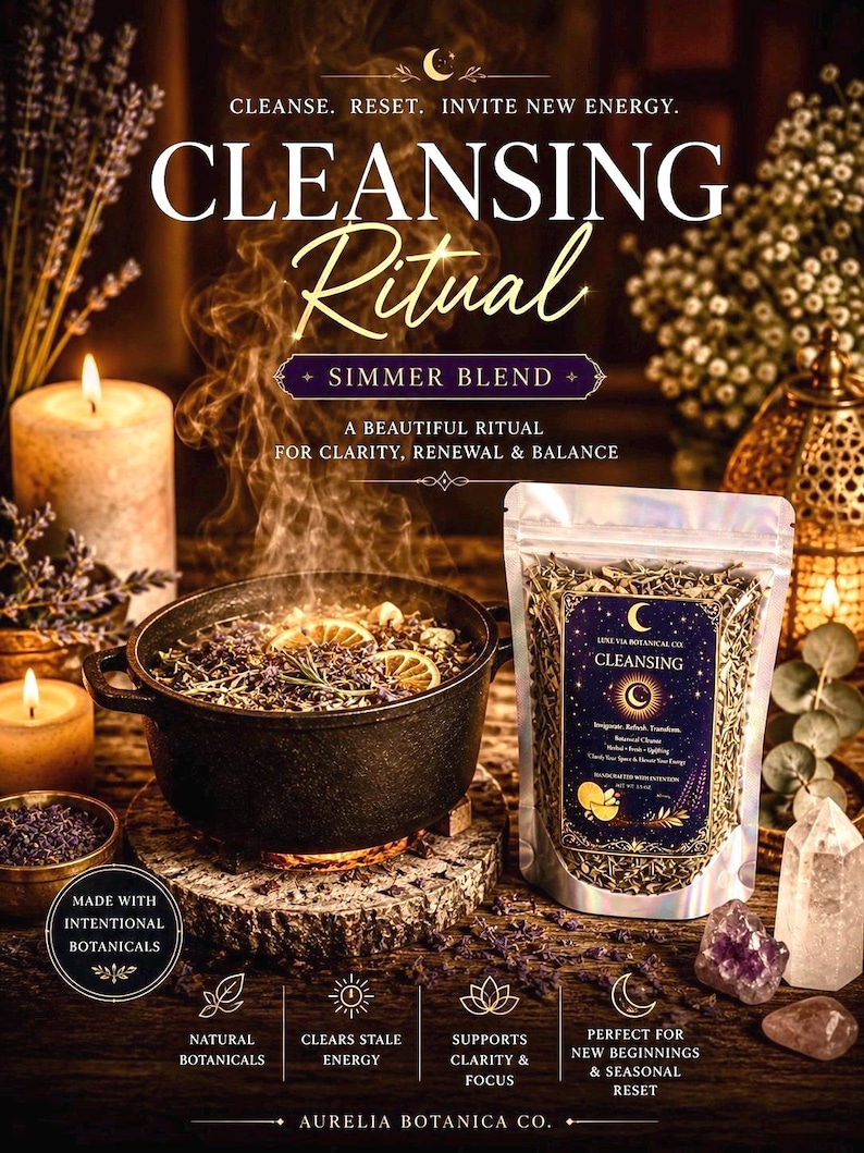Artisanal Simmer Pot Kit | Housewarming Gift | Botanical Stovetop Potpourri | Moody Apothecary Ritual | Self Care Gift Box image 8