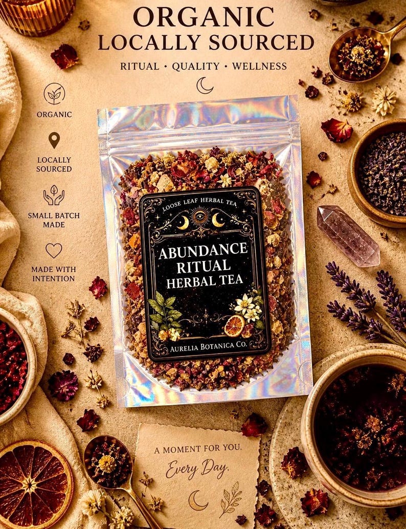 Prosperity & Abundance Loose Leaf Herbal Tea | Organic Tulsi Rooibos Blend (Caffeine Free) image 4