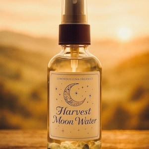 Harvest Moon Botanical Mist – Crystal-Infused Moon Water Spray with Essential Oils | Spiritual Ritual & Self-Care | 2 oz or 4 oz