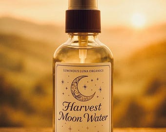 Harvest Moon Botanical Mist – Crystal-Infused Moon Water Spray with Essential Oils | Spiritual Ritual & Self-Care | 2 oz or 4 oz