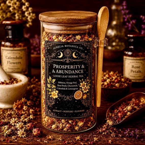 Abundance & Prosperity Tea | Organic Herbal Tea | Loose Leaf Tea | Caffeine Free Tea | Tulsi Tea Blend | Rooibos Tea | Tea Gift for Her