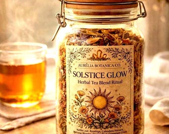Solstice Glow Herbal Tea, Loose Leaf Botanical Tea, Citrus Floral Blend, Caffeine Free Tea, Ritual Tea Gift, Apothecary Tea