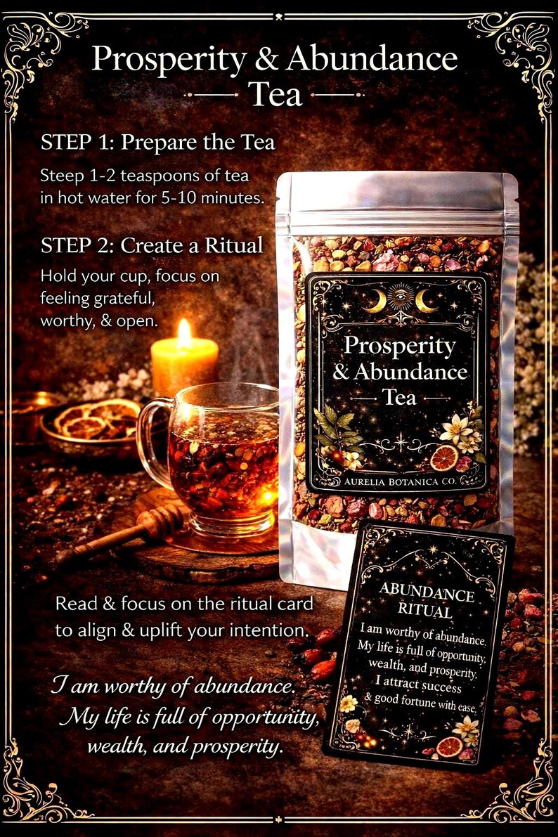 Prosperity & Abundance Loose Leaf Herbal Tea | Organic Tulsi Rooibos Blend (Caffeine Free) image 18