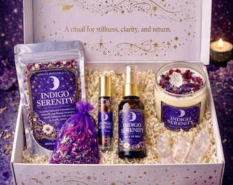 Indigo Serenity Ritual Kit – Botanical Simmer Pot, Amethyst, Sandalwood Jasmine Fragrance