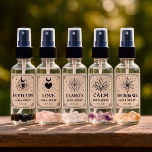 Crystal-Infused Moon Water Aura Spray – Reiki-Inspired Mist for Meditation, Rituals & Energetic Refresh | Body Spray | Cleanse space