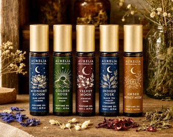 Midnight Apothecary Perfume Oil Collection, 10 mL Rollerball, Alcohol-Free Floral Amber Fragrance, Perfume Gift