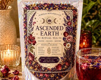 Ascended Earth Ritual Tea | Loose Leaf Herbal Tea | Afternoon Tea | Floral Citrus Blend  Blue Lotus Tea | Botanical Tea Gift | Damiana