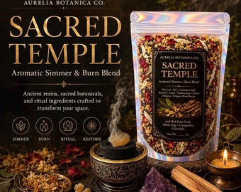 Sacred Temple Ritual Blend - Simmer Pot Herbs & Incense - Wild Cherry Bark, Frankincense, Dragons Blood - Ancient Sanctuary Altar Blend