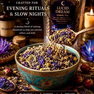 Tisane Rêve Lucide • Lotus bleu, armoise, lavande, camomille, mélange bio pour les rêves image 12