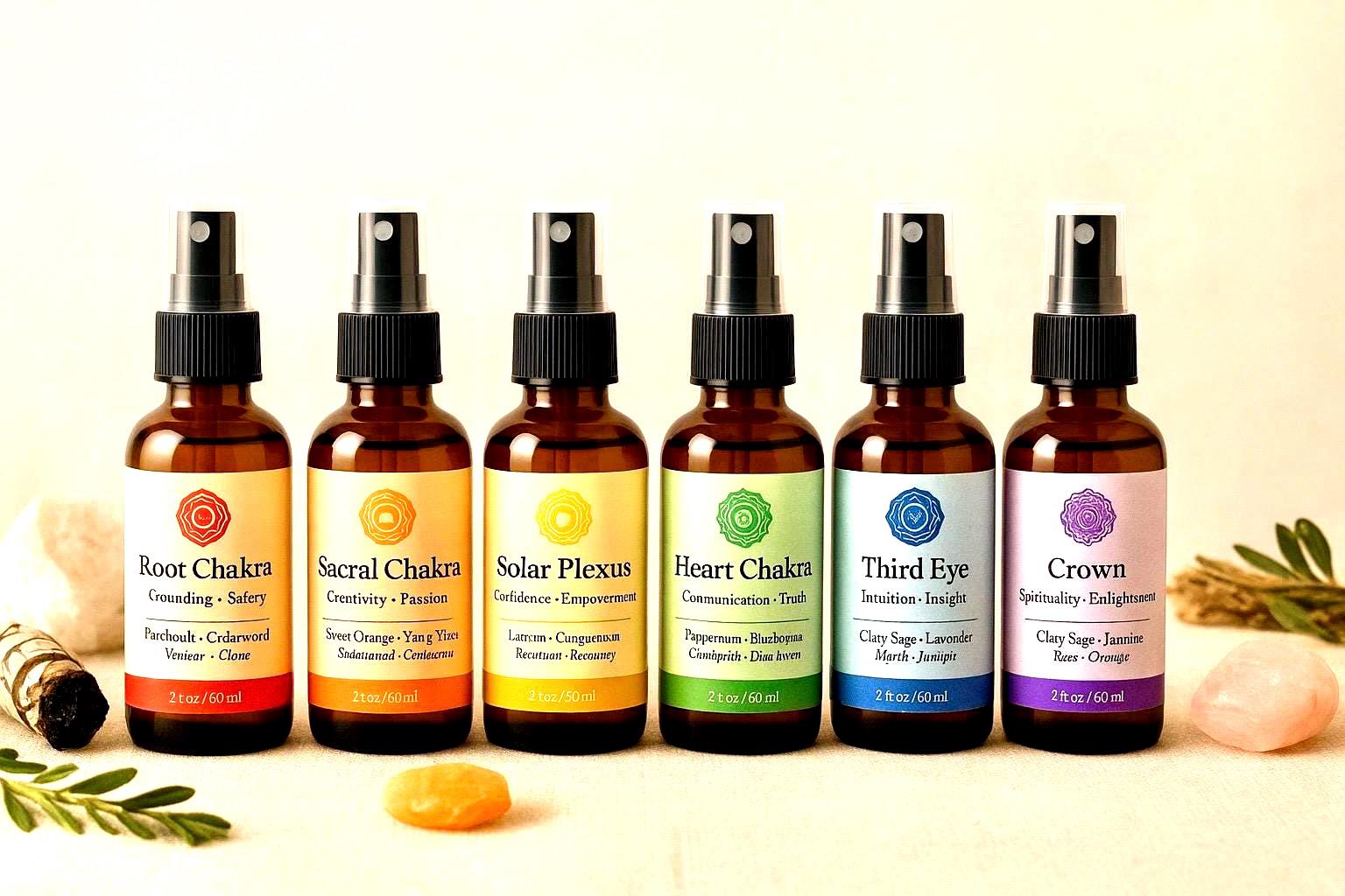 Chakra Meditation Spray Set – Reiki-Charged Aromatherapy Mist for Energy Rituals & Mindful Self-Care | 2 oz
