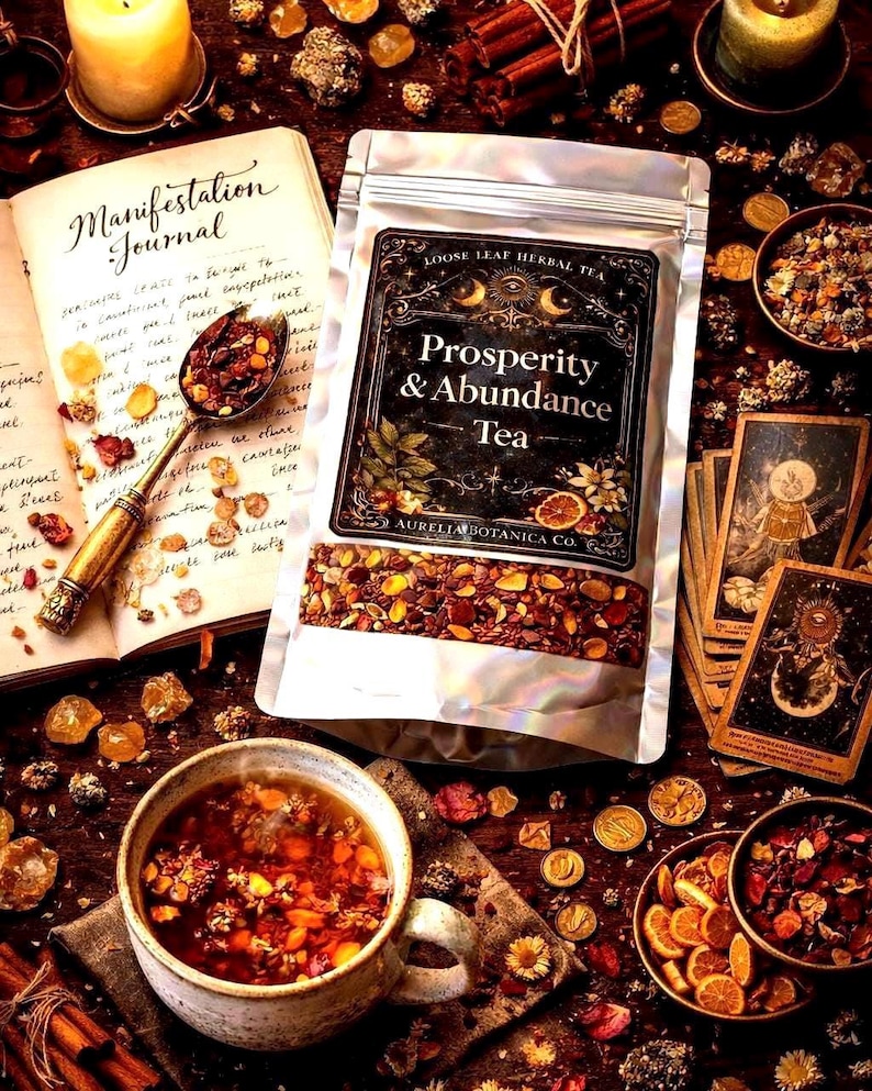 Prosperity & Abundance Loose Leaf Herbal Tea | Organic Tulsi Rooibos Blend (Caffeine Free) image 14