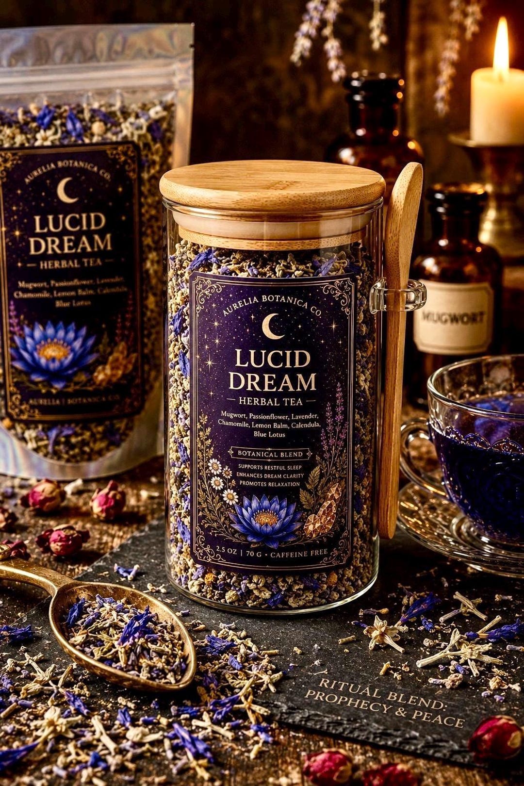 Lucid Dream Herbal Tea • Blue Lotus, Mugwort, Lavender, Chamomile