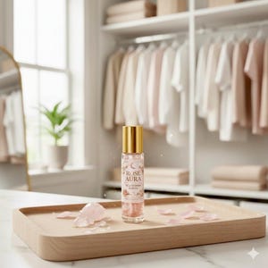 Rose Aura Shimmer Roll-On Perfume Oil – Crystal-Infused Mica Glow, Romantic Rose Botanical Fragrance imagen 8