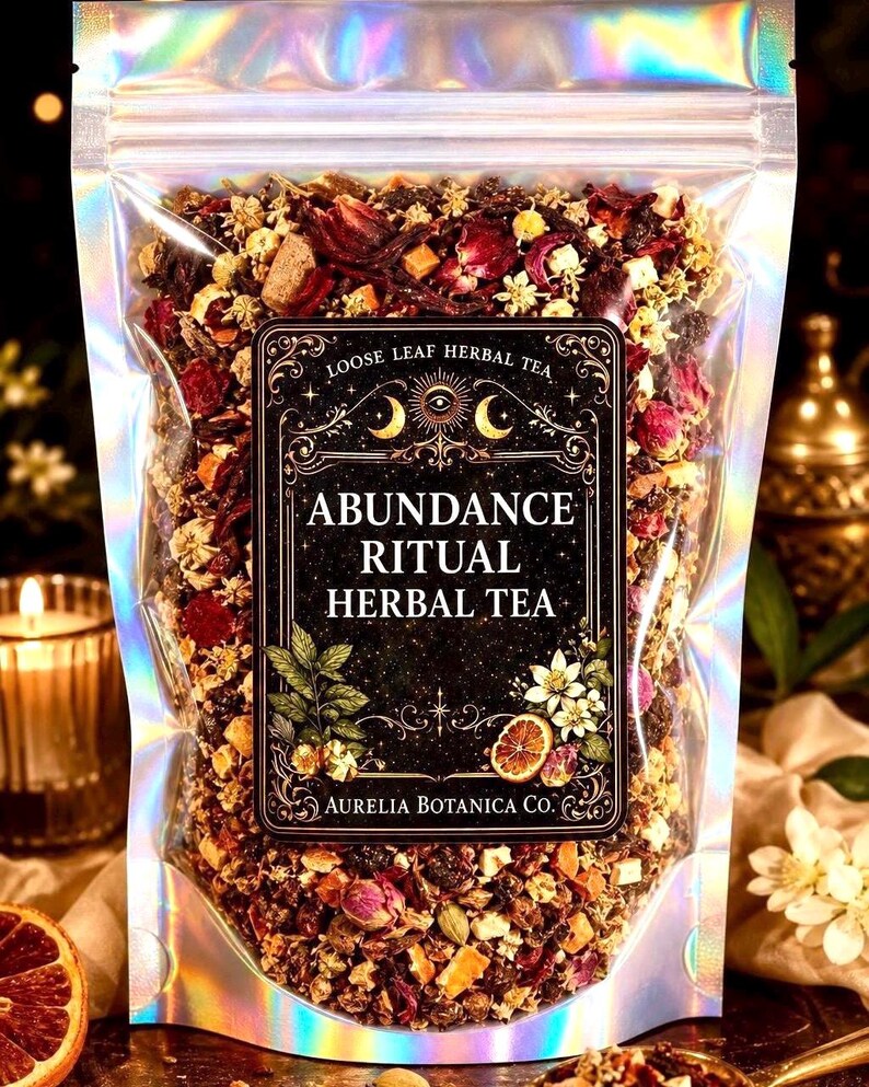 Prosperity & Abundance Loose Leaf Herbal Tea | Organic Tulsi Rooibos Blend (Caffeine Free) 4 oz pouch