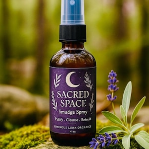 Sacred Space Smudge Spray: Sage, Lavender, Palo Santo Aura Cleansing Mist