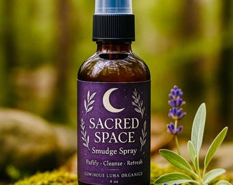 Sacred Space Smudge Spray | Aura Cleansing Mist | Sage Lavender Palo Santo Room Spray | Energy Clearing | Smokeless Smudge | Ritual Spray