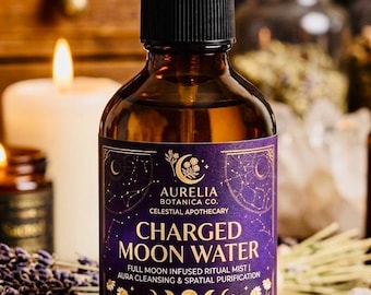 Aura Cleansing Spray, Charged Moon Water Ritual Mist, Smoke-Free Smudge, 4oz